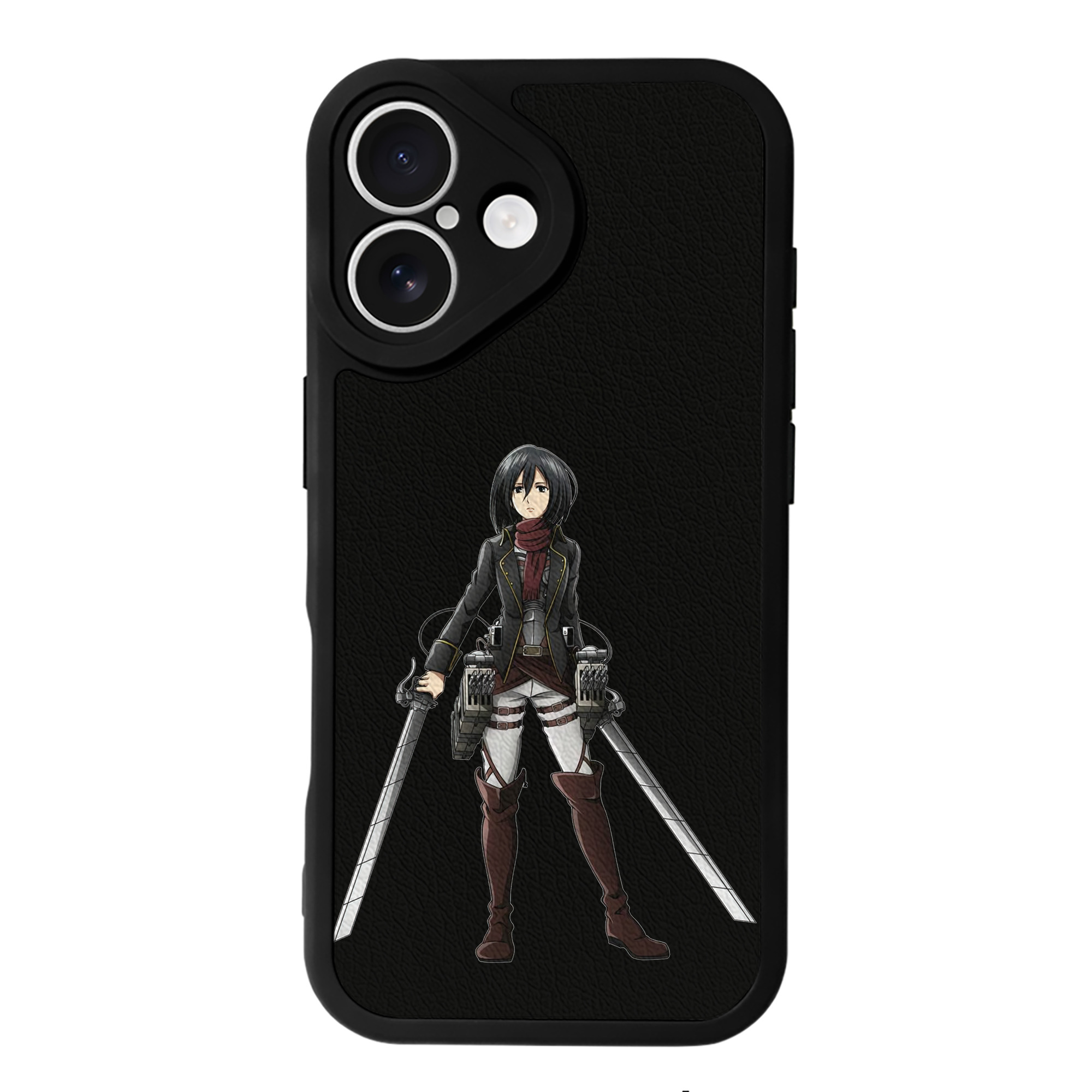 （画像用） 進撃の巨人 ミカサ·アッカーマン Attack on Titan Mikasa Ackerman 【iPhone 16シリーズ対応】シリコンスマホケース（レザー調） 材質：シリコン